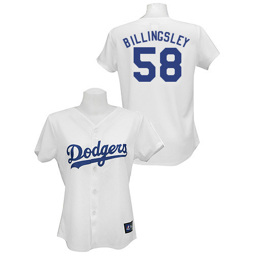 Chad Billingsley #58 mlb Jersey-L A Dodgers Women's Authentic Home White Baseball Jersey